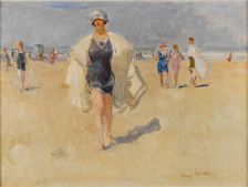 Isaac Israels, ›Dame am Strand von Viareggio‹, um 1930, Öl/Lw., © Landesmuseum Hannover